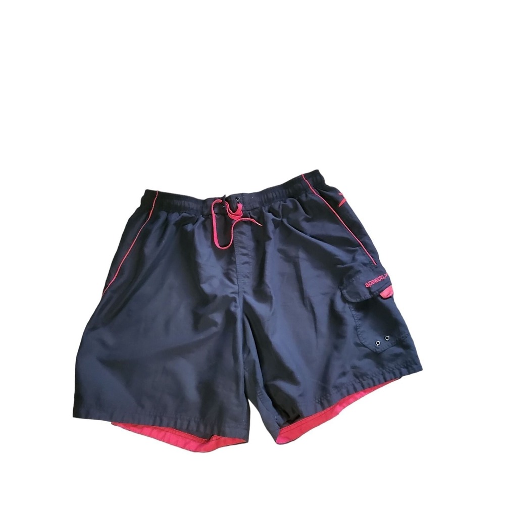 Speedo Swim Shorts Mens Sz XXL Blue Red Drawstring Casual Everyday Board Shorts